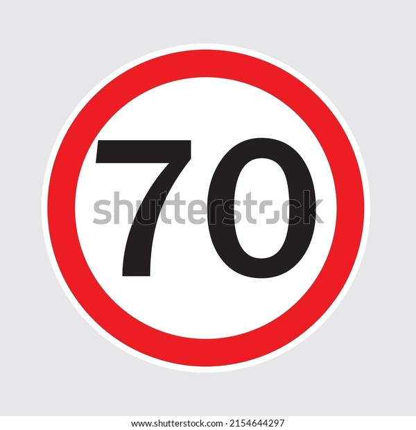 Limit speed sign for car. Set of road sign with\
restriction of speed of\
70