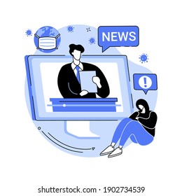 Limit your news intake abstract concept vector illustration. Coronavirus outbreak latest news, death toll, social media feed, stress and anxiety, mental health during quarantine abstract metaphor.