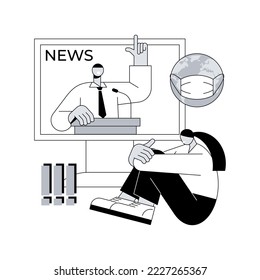 Limit your news intake abstract concept vector illustration. Coronavirus outbreak latest news, death toll, social media feed, stress and anxiety, mental health during quarantine abstract metaphor.