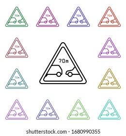 Limitation of the minimum distance multi color style icon. Simple thin line, outline vector of road sign icons for ui and ux, website or mobile application