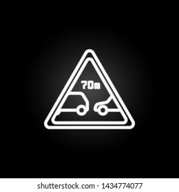 Limitation of the minimum distance neon icon. Elements of road sign set. Simple icon for websites, web design, mobile app, info graphics