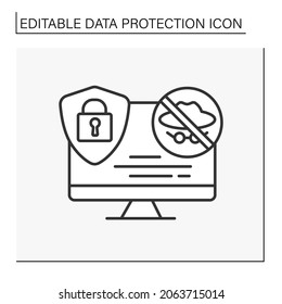 Limited access line icon. Security software. Database security from anonymous hacker and cyber attacks.Data protection concept. Isolated vector illustration. Editable stroke