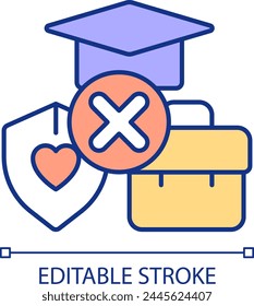 Limited access to welfare RGB color icon. Inaccessibility of education, healthcare. Career barriers. Social exclusion. Isolated vector illustration. Simple filled line drawing. Editable stroke