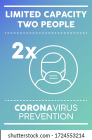 Limited Capacity Two People Poster. Coronavirus Prevention.