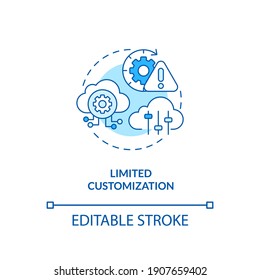 Limited customization concept icon. SaaS challenge idea thin line illustration. Customizing software-as-a-service. Cloud computing. Vector isolated outline RGB color drawing. Editable stroke