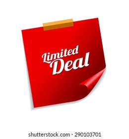 Limited Deal Red Sticky Notes Vector Icon Design
