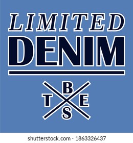 LIMITED DENIM, WHITE LINES, T SHIRT GRAPHICS, BLUE CLOTH