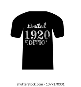 limited edition 1920  -  T-shirt print, graphic for t-shirt. Slogan for t-shirt, poster, banner, postcard, flyer. Elements for design.Tee Design For Printing