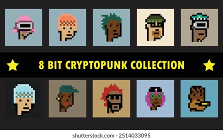 Limited Edition 8-bit Cryptopunk NFT Set of Digital Collectibles