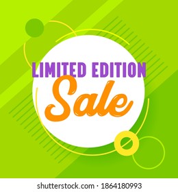 Limited Edition Advertising Banner with Typography on Green Background, Ad Card for Shopping Discount, Social Media Promo Content Ad, Store Off Poster, Flyer, Voucher Template. Vector Illustration