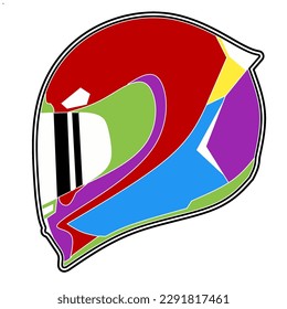 Limitierte Auflage schöner, bunter Helm-Design für Sportabenteuer für Logo oder gewerbliche Illustration