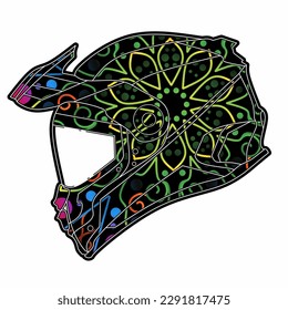 Limitierte Auflage schöne bunte Sport-Abenteuer Helm Helm traditionellen indonesischen Kultur traditionellen Batik-Design für Logo oder kommerzielle Illustration