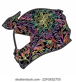 Limitierte Auflage schöne bunte Sport-Abenteuer Helm Helm traditionellen indonesischen Kultur traditionellen Batik-Design für Logo oder kommerzielle Illustration