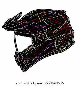 Limitierte Auflage schöne bunte Sport-Abenteuer Helm Helm traditionellen indonesischen Kultur traditionellen Batik-Design für Logo oder kommerzielle Illustration