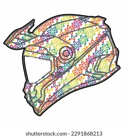 Limitierte Auflage schöne bunte Sport-Abenteuer Helm Helm traditionellen indonesischen Kultur traditionellen Batik-Design für Logo oder kommerzielle Illustration