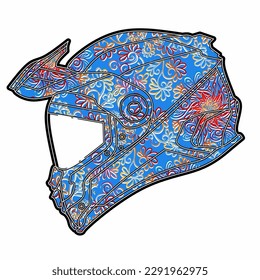 Limitierte Auflage schöne bunte Sport-Abenteuer Helm Helm traditionellen indonesischen Kultur traditionellen Batik-Design für Logo oder kommerzielle Illustration