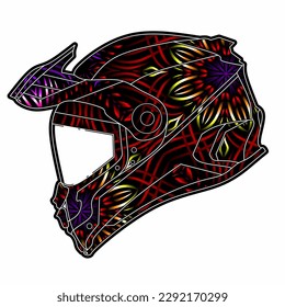 Limitierte Auflage schöne bunte Sport-Abenteuer Helm Helm traditionellen indonesischen Kultur traditionellen Batik-Design für Logo oder kommerzielle Illustration