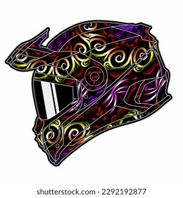 Limitierte Auflage schöne bunte Sport-Abenteuer Helm Helm traditionellen indonesischen Kultur traditionellen Batik-Design für Logo oder kommerzielle Illustration