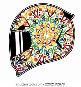 Limitierte Auflage schöne bunte Sport-Abenteuer Helm Helm traditionellen indonesischen Kultur traditionellen Batik-Design für Logo oder kommerzielle Illustration