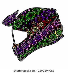 Limitierte Auflage schöne bunte Sport-Abenteuer Helm Helm traditionellen indonesischen Kultur traditionellen Batik-Design für Logo oder kommerzielle Illustration