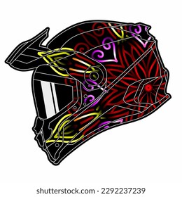 Limitierte Auflage schöne bunte Sport-Abenteuer Helm Helm traditionellen indonesischen Kultur traditionellen Batik-Design für Logo oder kommerzielle Illustration