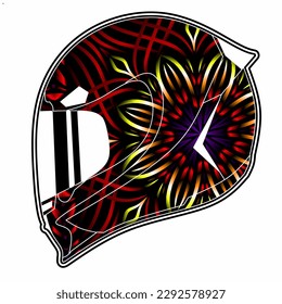 Limitierte Auflage schöne bunte Sport-Abenteuer Helm Helm traditionellen indonesischen Kultur traditionellen Batik-Design für Logo oder kommerzielle Illustration