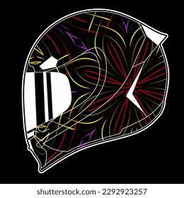 Limitierte Auflage schöne bunte Sport-Abenteuer Helm Helm traditionellen indonesischen Kultur traditionellen Batik-Design für Logo oder kommerzielle Illustration