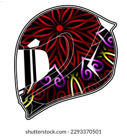 Limitierte Auflage schöne bunte Sport-Abenteuer Helm Helm traditionellen indonesischen Kultur traditionellen Batik-Design für Logo oder kommerzielle Illustration