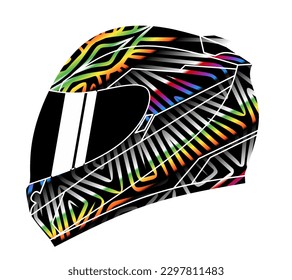 Limitierte Auflage schöne bunte Sport-Abenteuer Helm Helm traditionellen indonesischen Kultur traditionellen Batik-Design für Logo oder kommerzielle Illustration