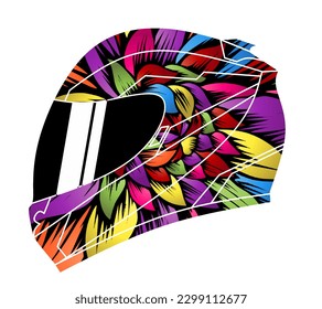 Limitierte Auflage schöne bunte Sport-Abenteuer Helm Helm traditionellen indonesischen Kultur traditionellen Batik-Design für Logo oder kommerzielle Illustration