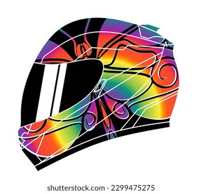 Limitierte Auflage schöne bunte Sport-Abenteuer Helm Helm traditionellen indonesischen Kultur traditionellen Batik-Design für Logo oder kommerzielle Illustration