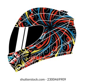 Limitierte Auflage schöne bunte Sport-Abenteuer Helm Helm traditionellen indonesischen Kultur traditionellen Batik-Design für Logo oder kommerzielle Illustration