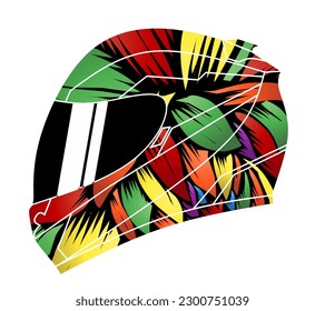 Limitierte Auflage schöne bunte Sport-Abenteuer Helm Helm traditionellen indonesischen Kultur traditionellen Batik-Design für Logo oder kommerzielle Illustration