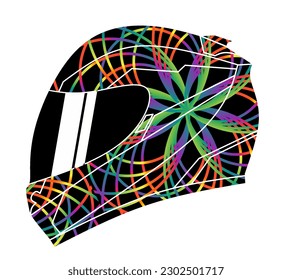 Limited edition beautiful colourful sport adventure helm helmet traditional indonesian culture traditional batik  design for logo or commercial illustration