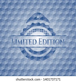 Limited Edition blue emblem with geometric pattern. Vector Illustration. Detailed.