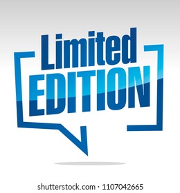 Limited edition in brackets white blue isolated sticker icon