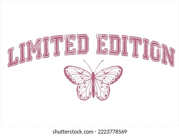 limited edition butterfly pink hand drawn