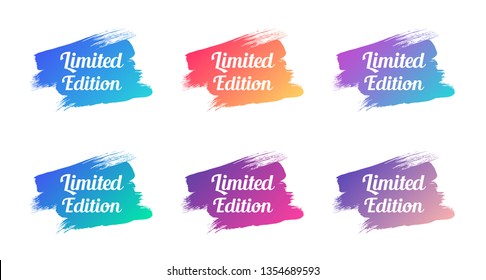 limited edition color promo phrase. limited edition stock vector illustrations with painted gradient brush strokes for advertising labels, stickers, banners, leaflets, badges, tags, posters