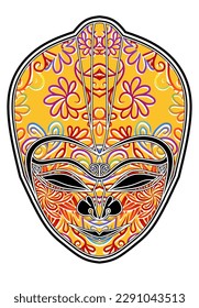 Limited edition Colorful beautiful colourful traditional mask fashion indonesian culture traditional batik  design for logo or commercial illustration