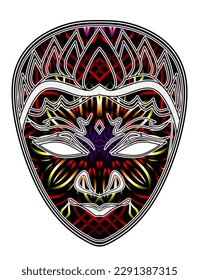 Limited edition Colorful beautiful colourful traditional mask fashion indonesian culture traditional batik  design for logo or commercial illustration