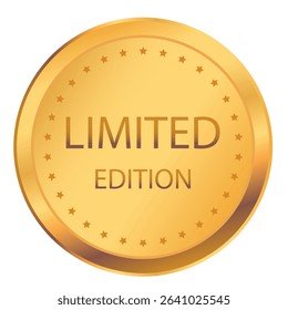 Limited edition label gold stamp. Luxury seal for product packaging. Design element. Vector illustration, isolated on white background