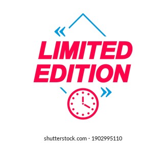 Limited Edition labels. Speech bubbles with clock icon. Advertising and marketing sticker.