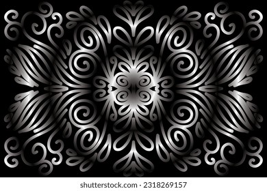 Limited edition luxurious design Black and white dark  flowers line art pattern of indonesian culture traditional  batik ethnic dayak for background wallpaper textile or fashion
