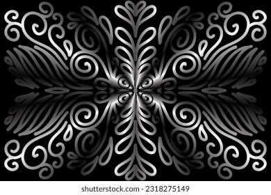 Limited edition luxurious design Black and white dark  flowers line art pattern of indonesian culture traditional  batik ethnic dayak for background wallpaper textile or fashion
