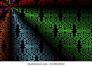 Limited edition luxurious design colourful rainbow flowers line art pattern of indonesian culture traditional  batik ethnic dayak for background wallpaper textile or fashion