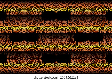 Limited edition luxurious design colourful rainbow flowers line art pattern of indonesian culture traditional  batik ethnic dayak for background wallpaper textile or fashion
