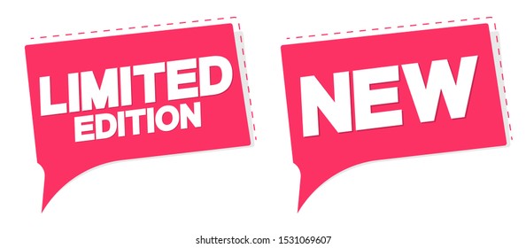 Limited Edition and New banners design template, speech bubble promotion tags, vector illustration