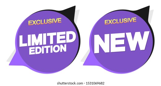 Limited Edition and New banners design template, speech bubble promotion tags, vector illustration
