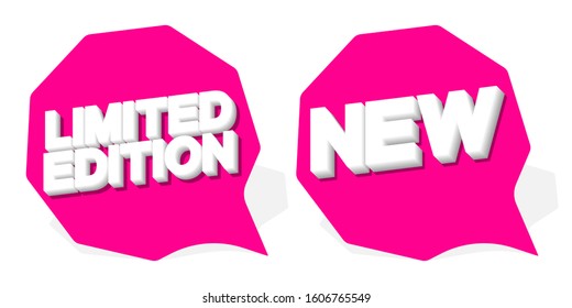 Limited Edition and New banners design template, speech bubble promotion tags, vector illustration