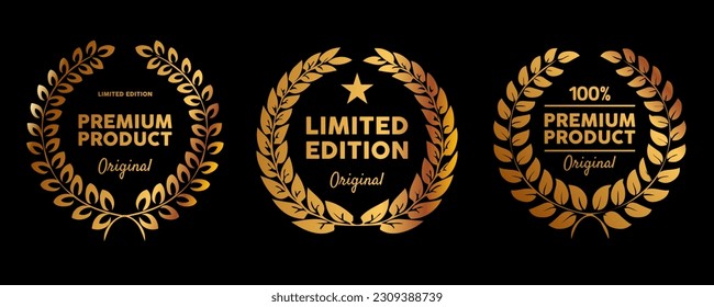 Limited edition premium quality emblem seal circle collection set gol golden badge star circle wreath